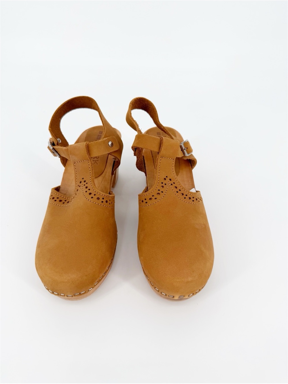 Bjork CLARA Swedish Wooden Clogs Sandals in Camel Nubuck - Picture 2 of 9